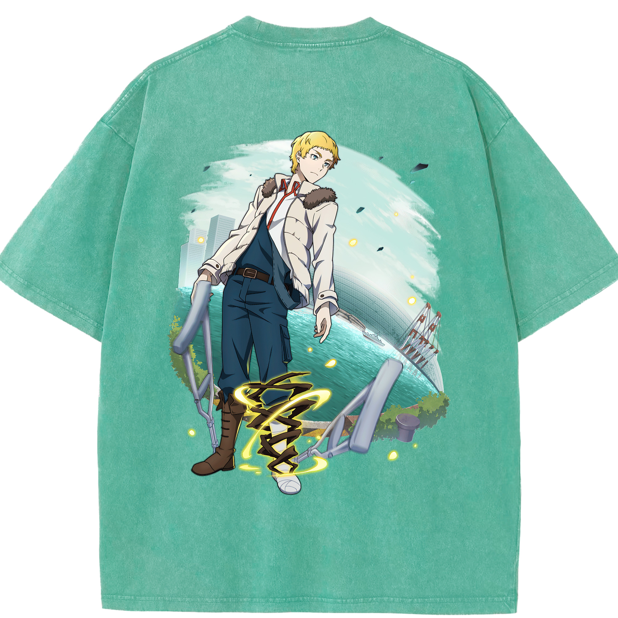 （画像用） 文豪ストレイドッグス Bungo Stray Dogs 綿100% ヴィンテージ風 半袖Tシャツ（背面プリント）